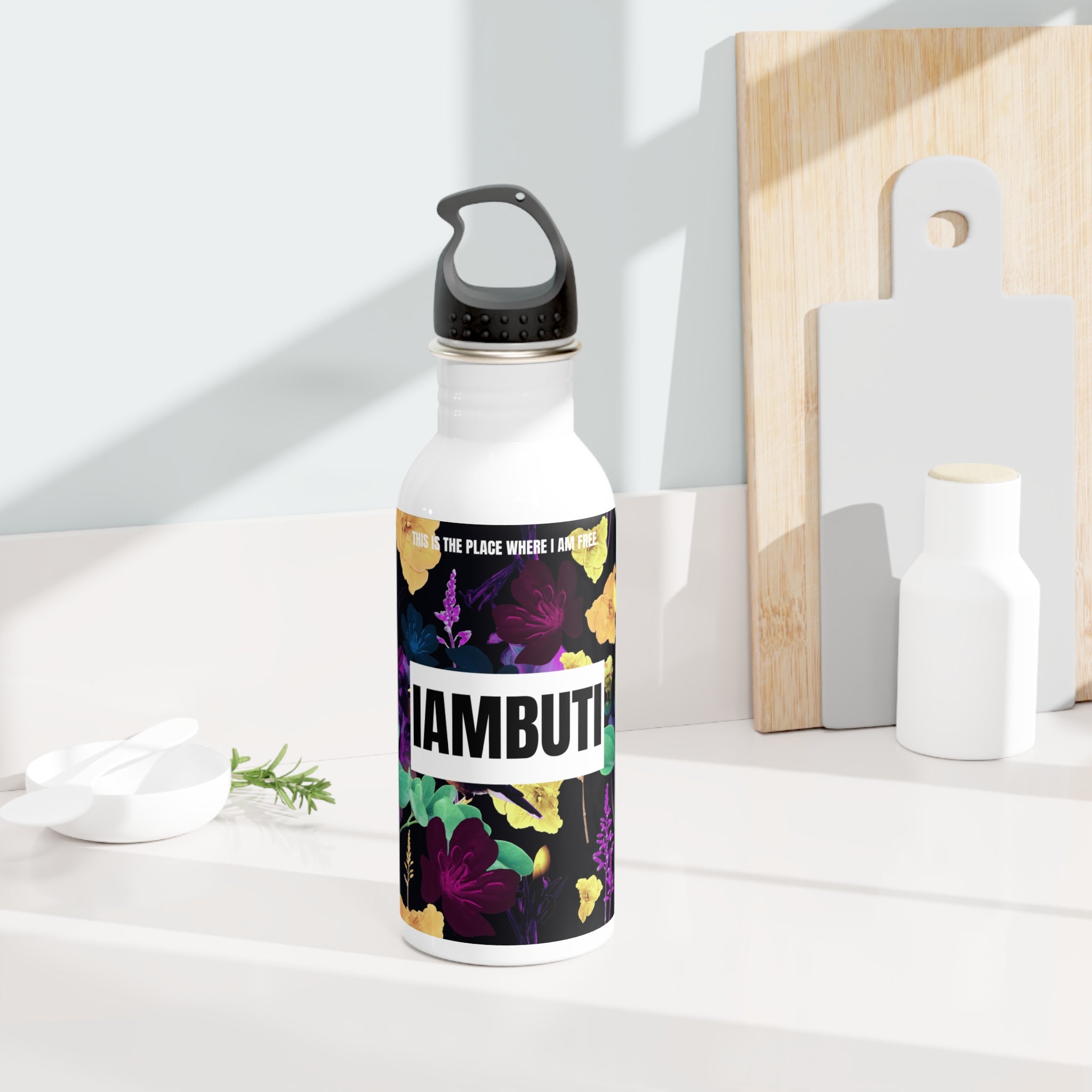IAMBUTI X Dark Tropical Stainless Steel Gym Water Bottle