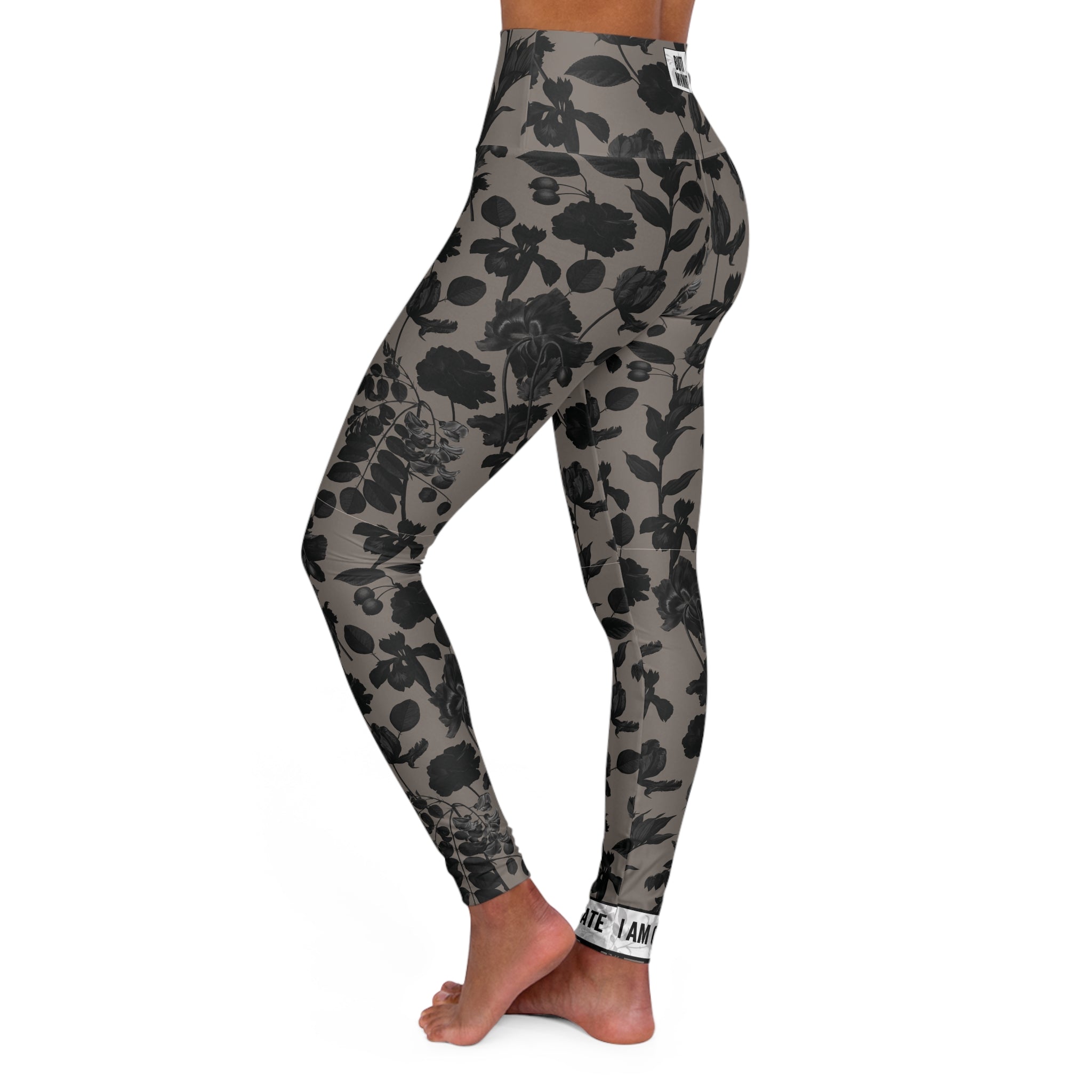 Dark Flowers | High Waisted Yoga Pants