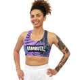 Load image into Gallery viewer, IAMBUTI Reversible Sports Bra // Purple Fern x Dark Tropical
