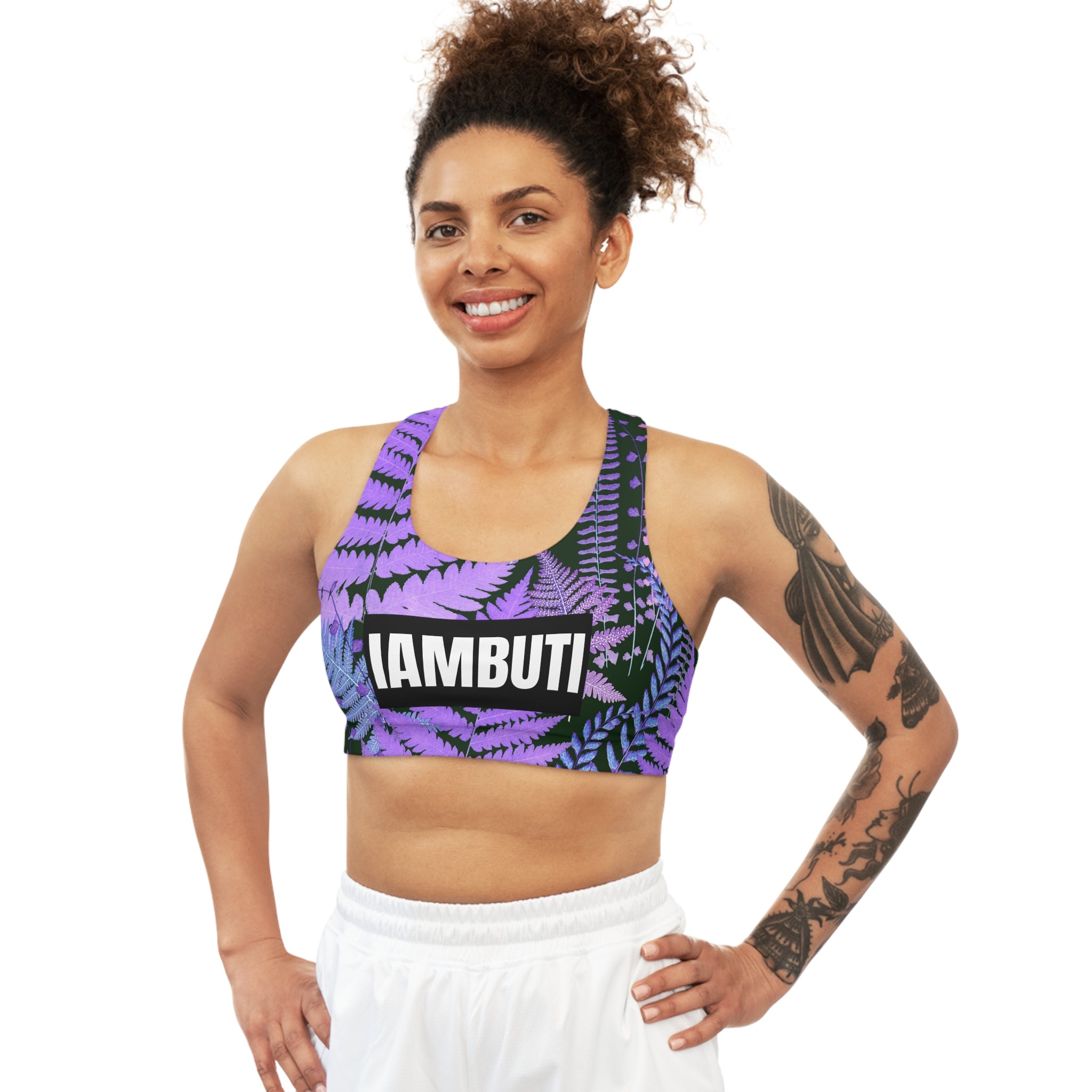 IAMBUTI Reversible Sports Bra // Purple Fern x Dark Tropical