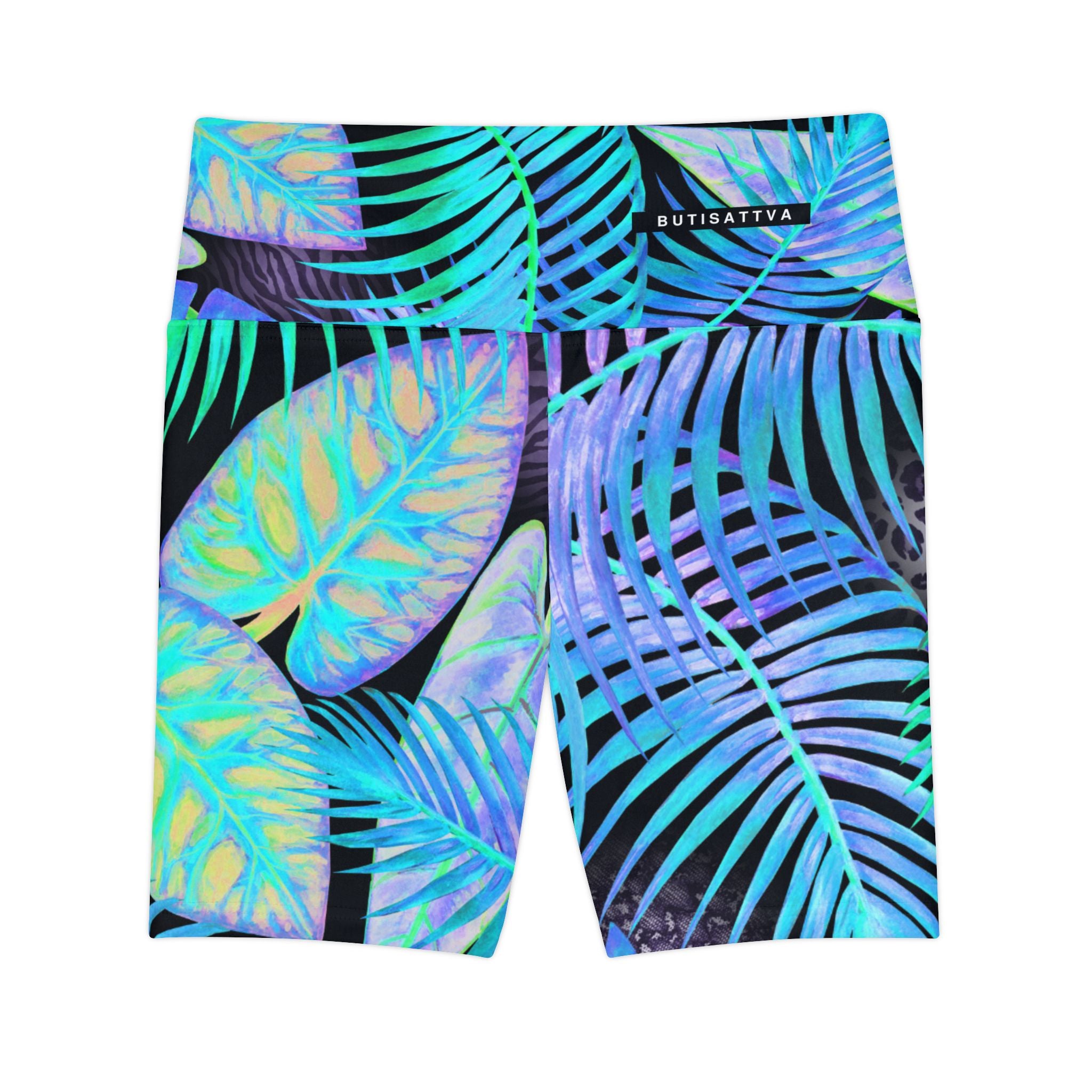 Electric Jungle High Waisted Workout Shorts