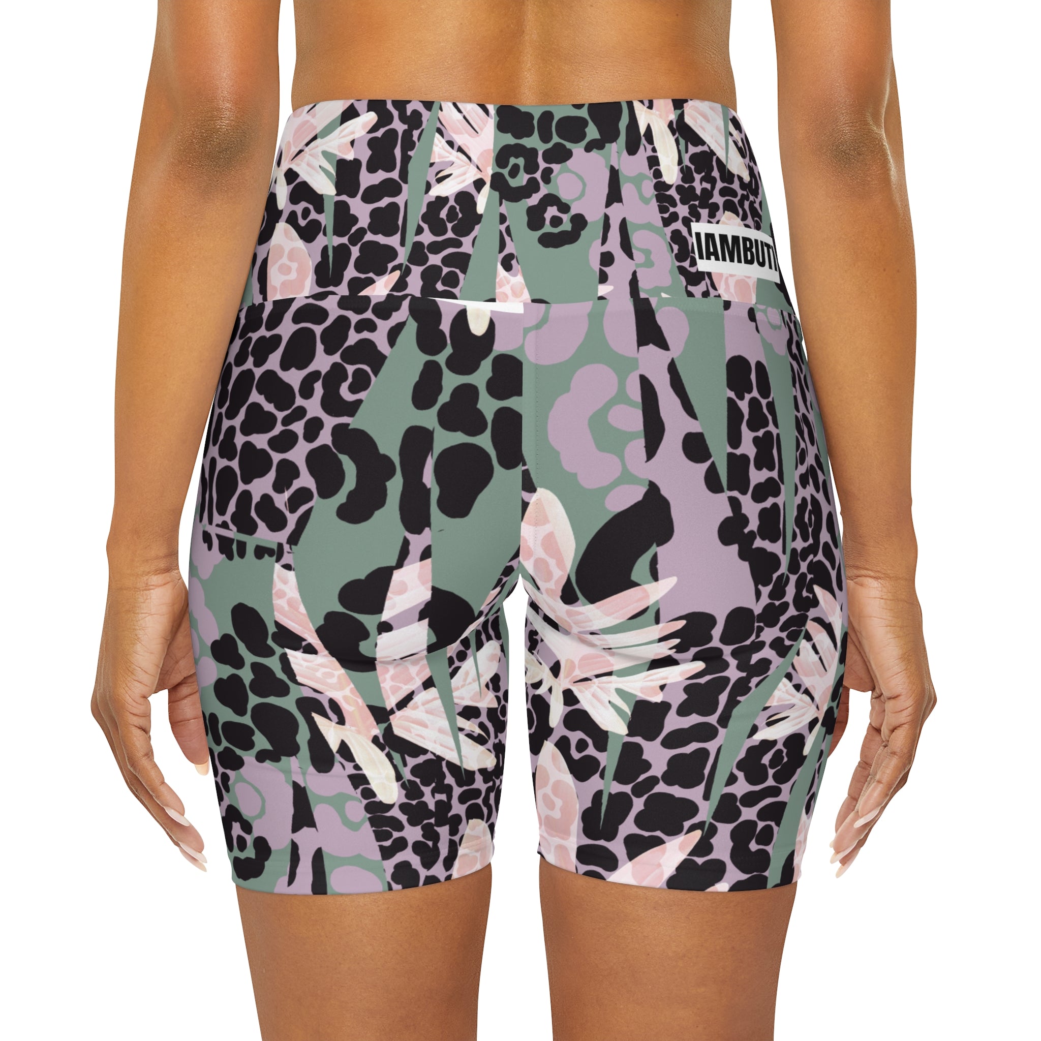 Abstract Cheetah High Waisted Yoga Shorts