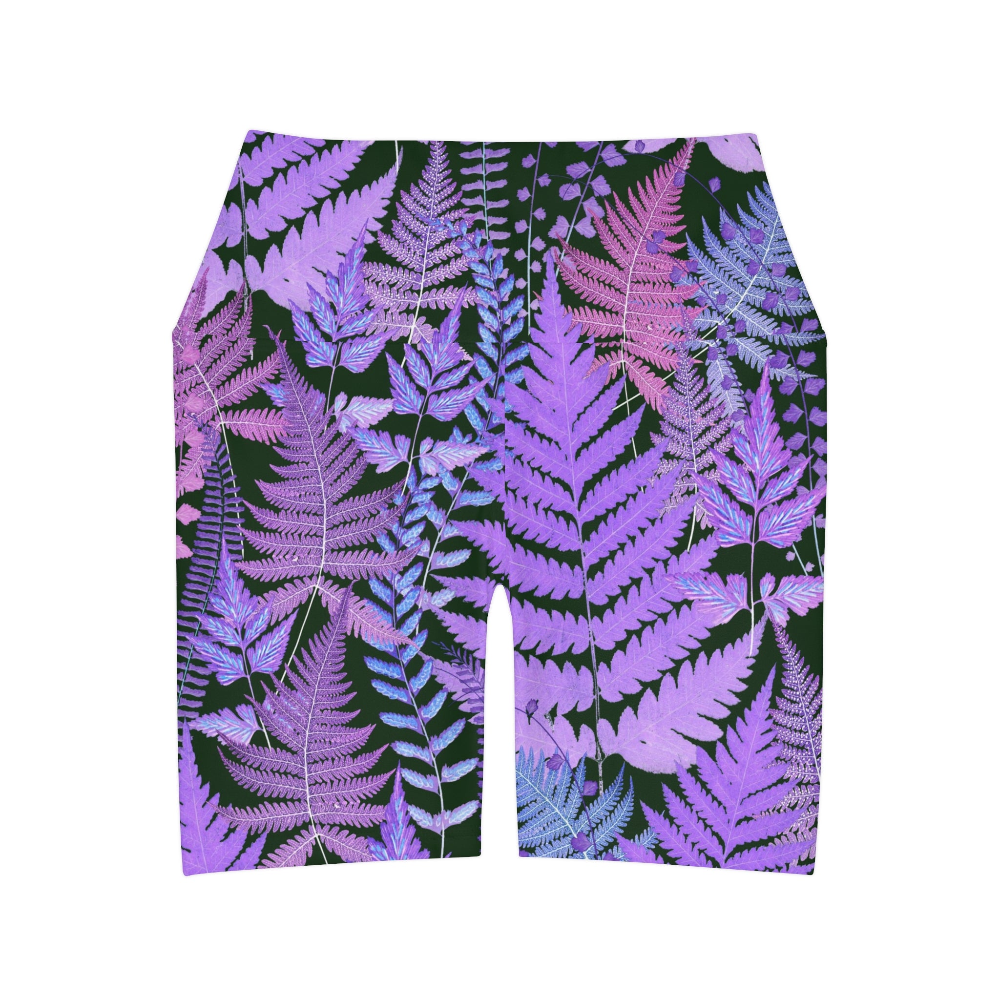 Purple Fern High Waisted Yoga Shorts