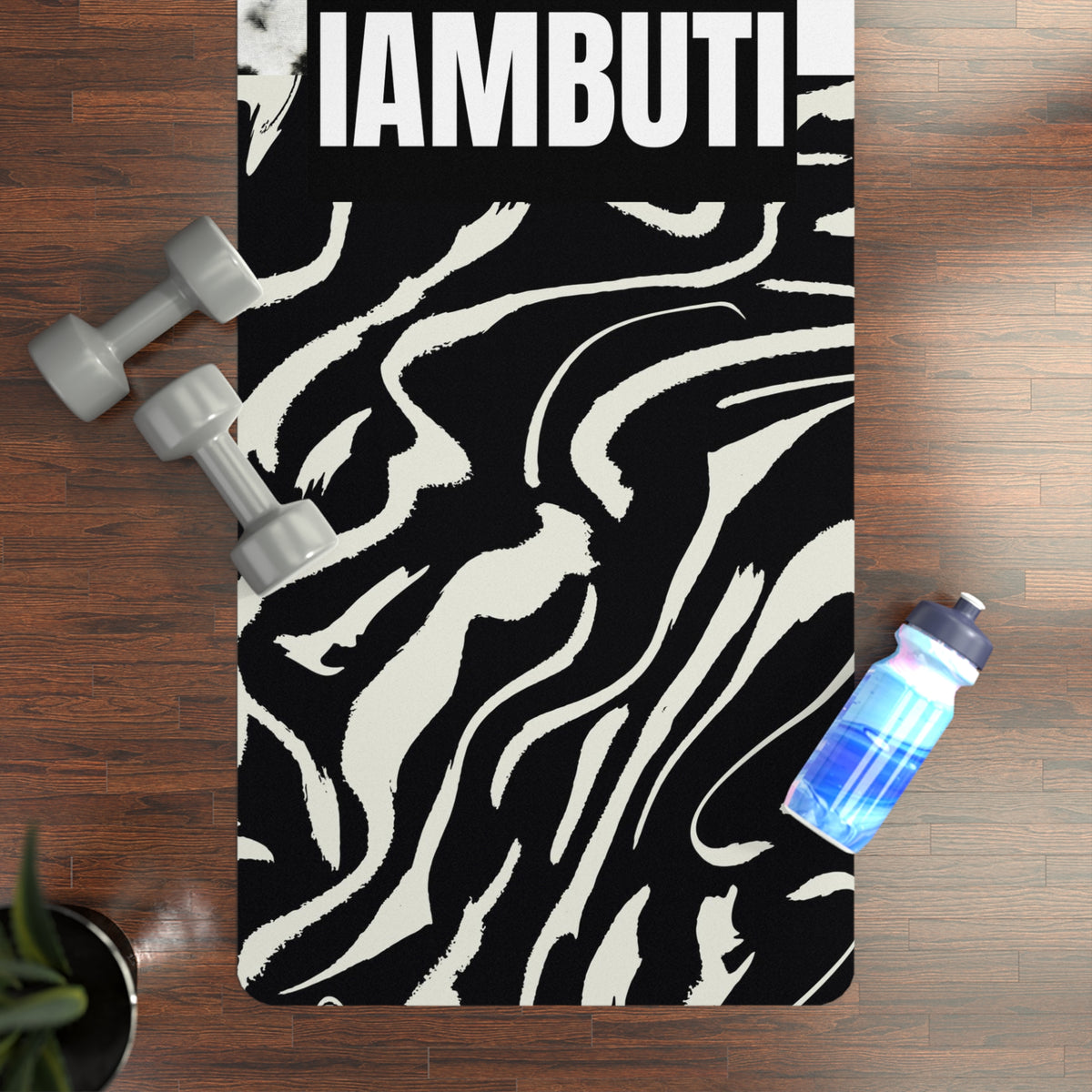B+W Glitch Zebra x Tie Dye IAMBUTI Yoga Mat