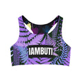 Load image into Gallery viewer, IAMBUTI Reversible Sports Bra // Purple Fern x Dark Tropical
