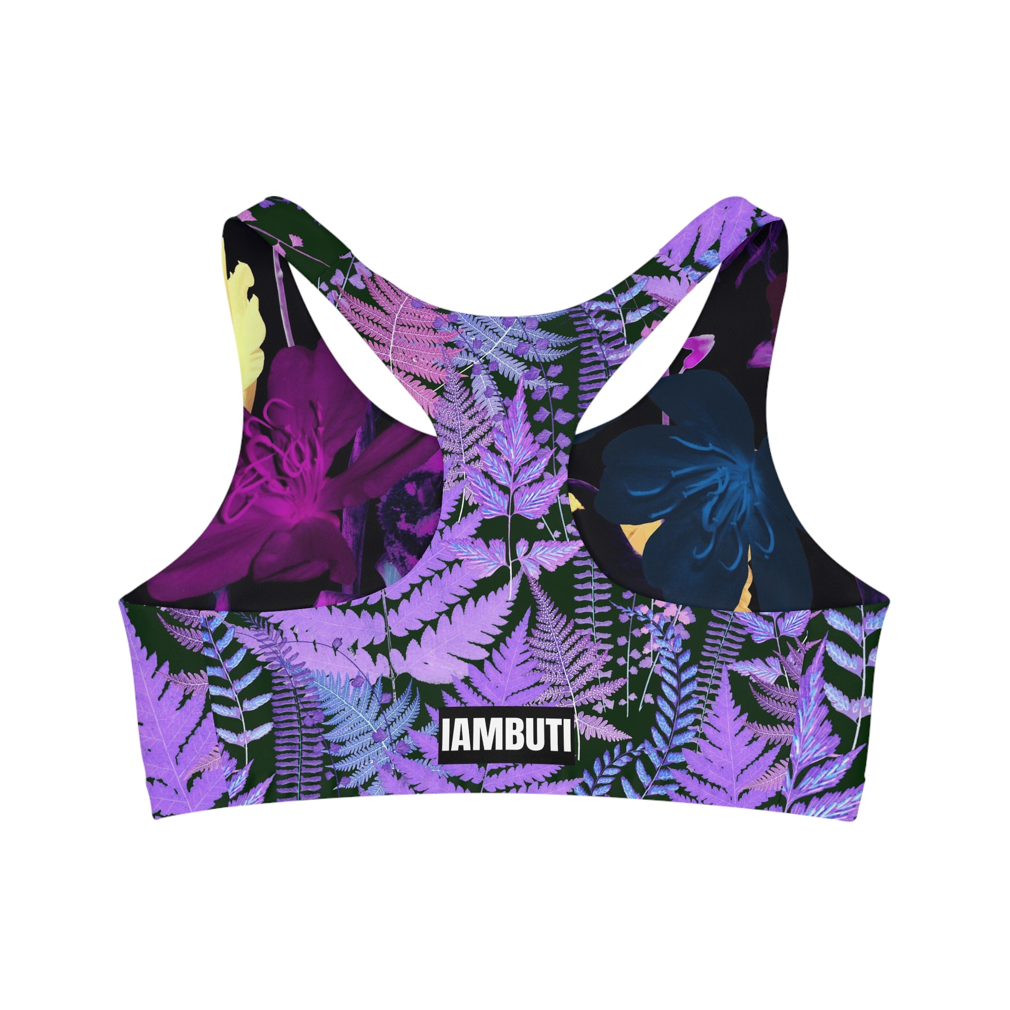 IAMBUTI Reversible Sports Bra // Purple Fern x Dark Tropical