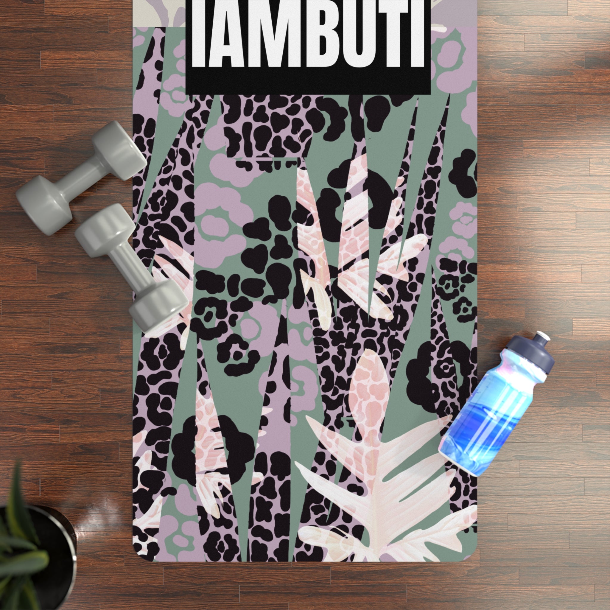 Subtle Floral x Abstract Cheetah  IAMBUTI Yoga Mat