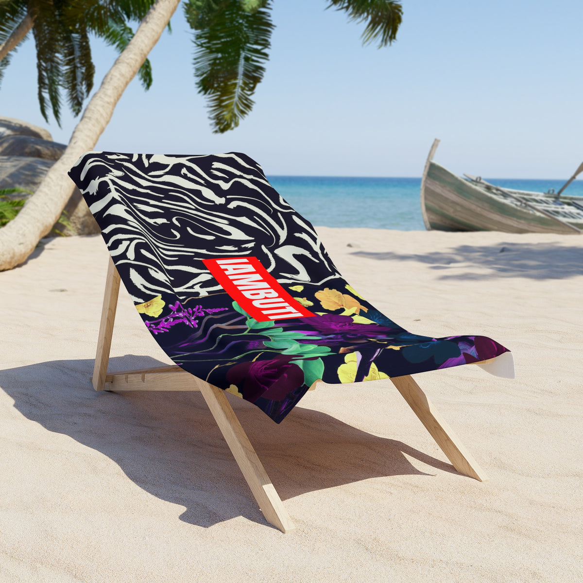 IAMBUTI Contrast Towel // Glitch Zebra x Dark Tropical