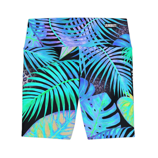 Electric Jungle High Waisted Workout Shorts