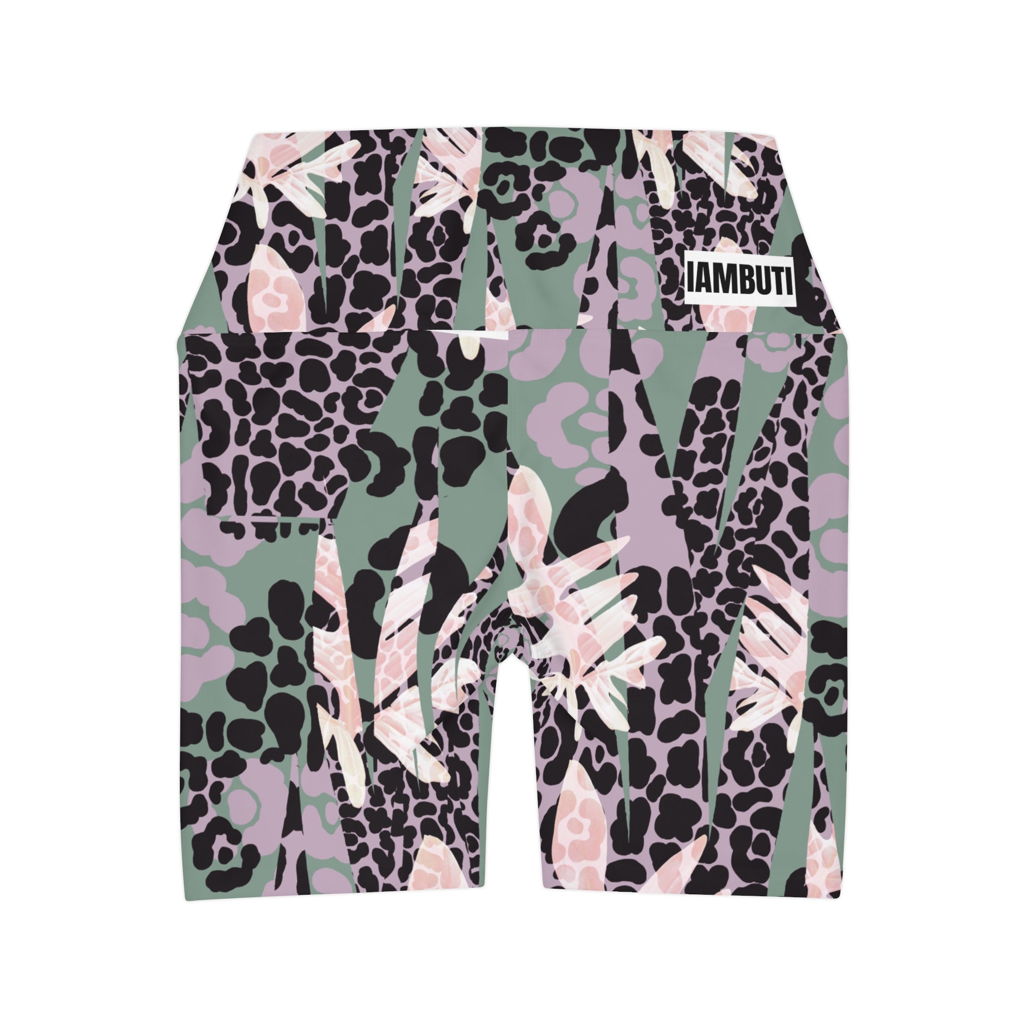 Abstract Cheetah High Waisted Yoga Shorts