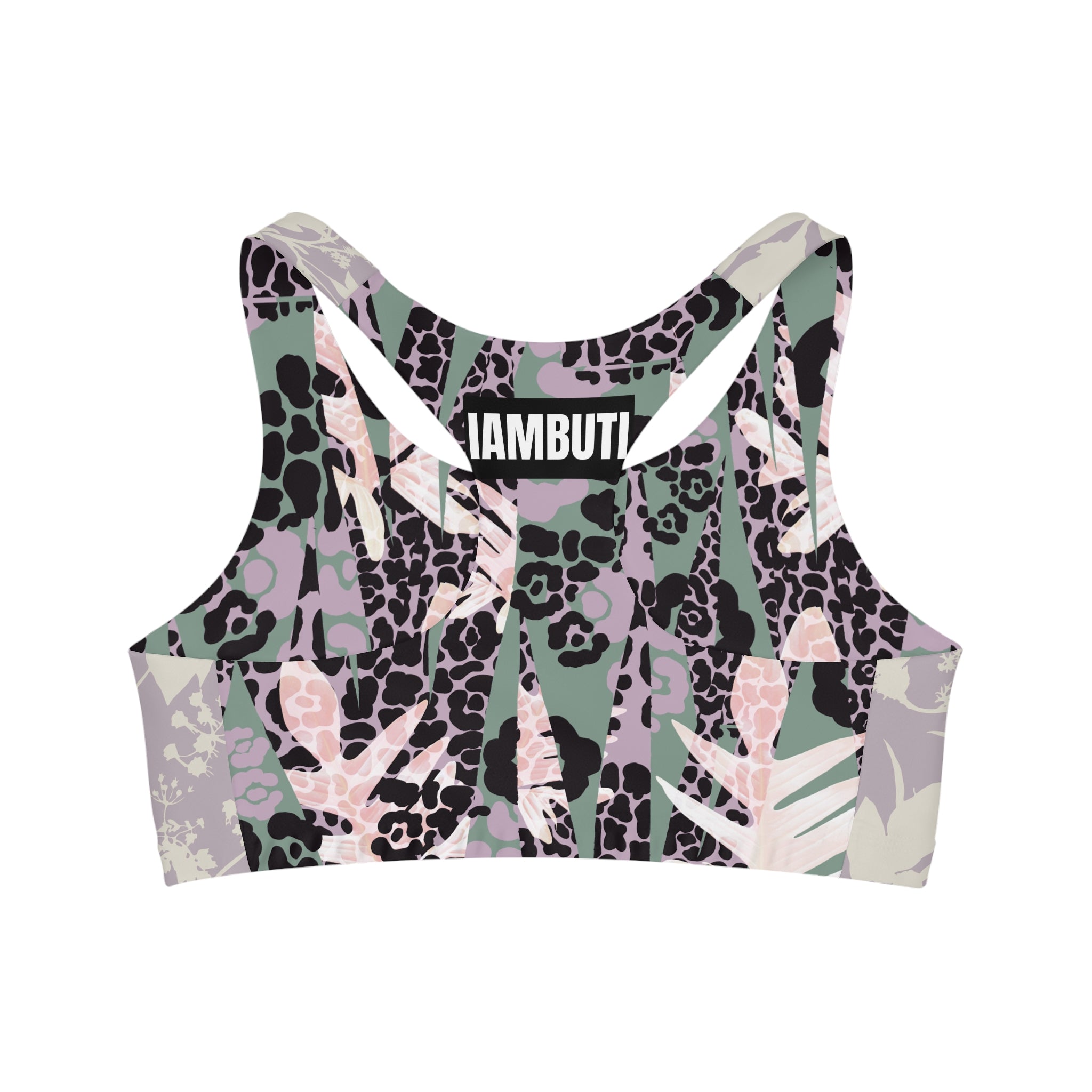 Subtle Floral x Abstract Cheetah Seamless Sports Bra