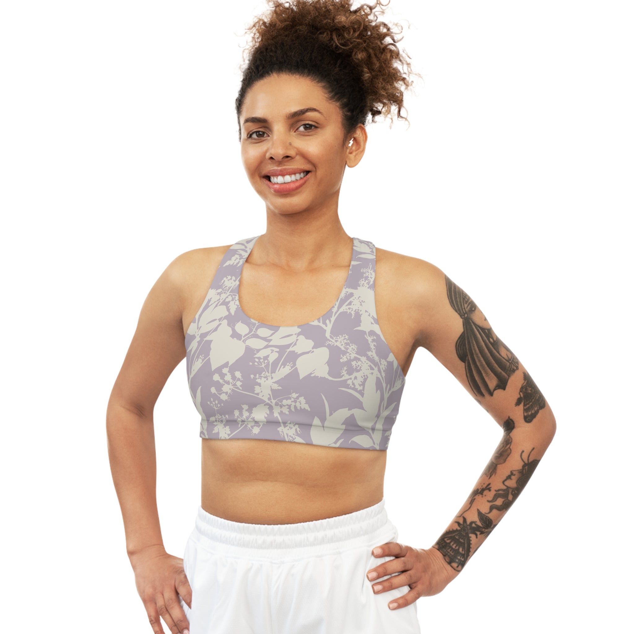 Subtle Floral x Abstract Cheetah Seamless Sports Bra