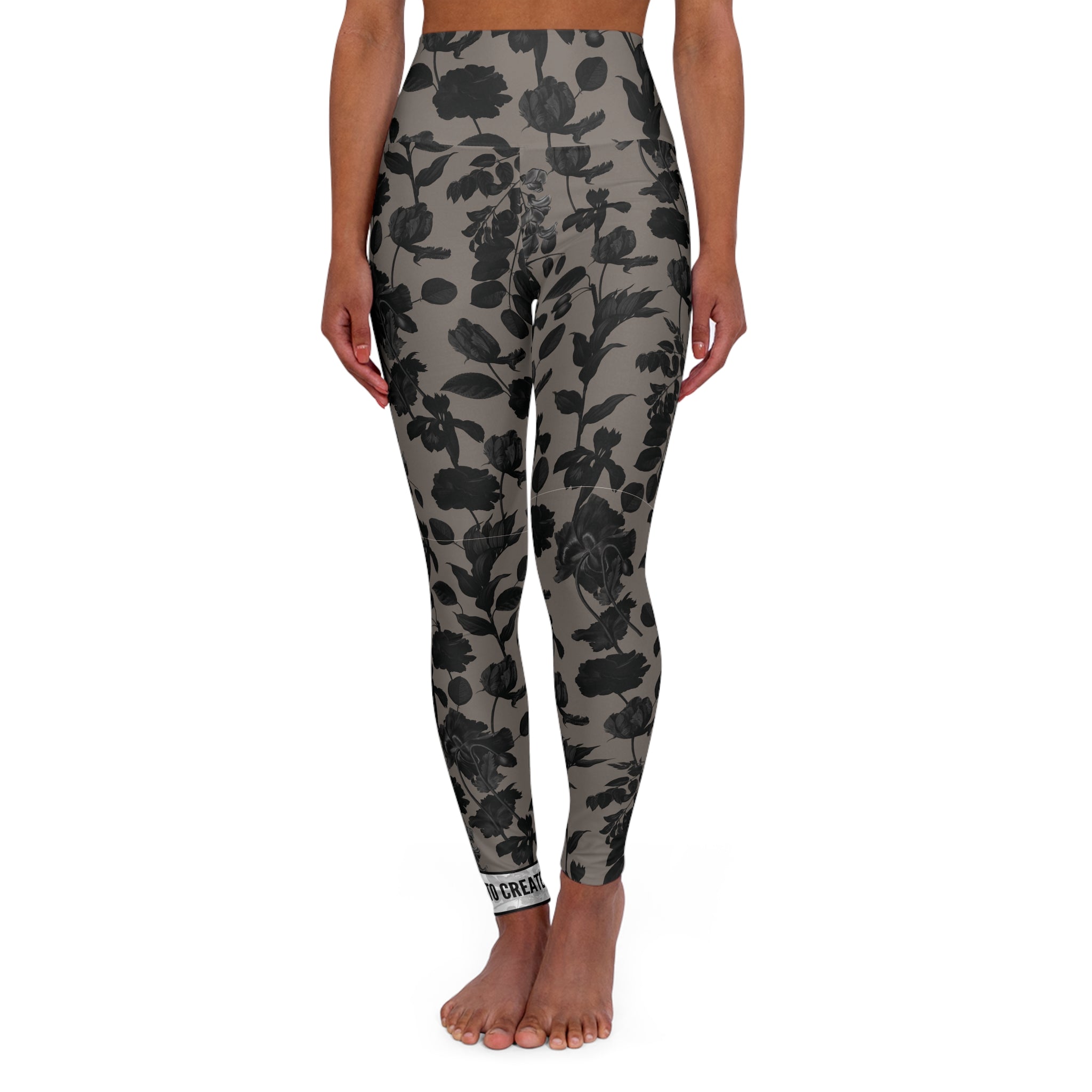 Dark Flowers | High Waisted Yoga Pants
