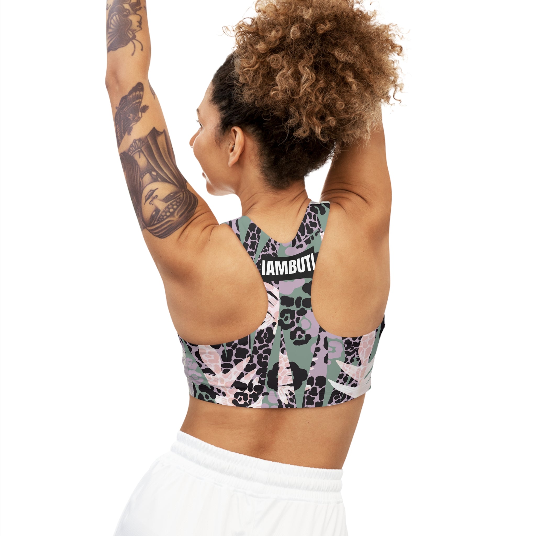 Subtle Floral x Abstract Cheetah Seamless Sports Bra