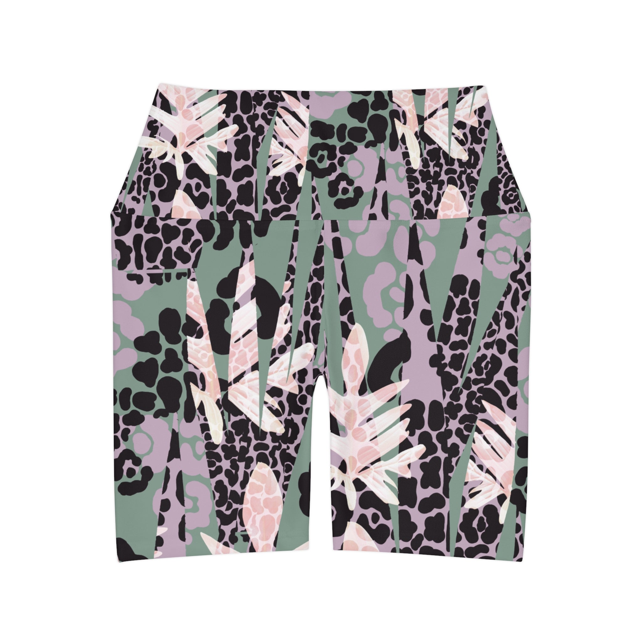 Abstract Cheetah High Waisted Yoga Shorts