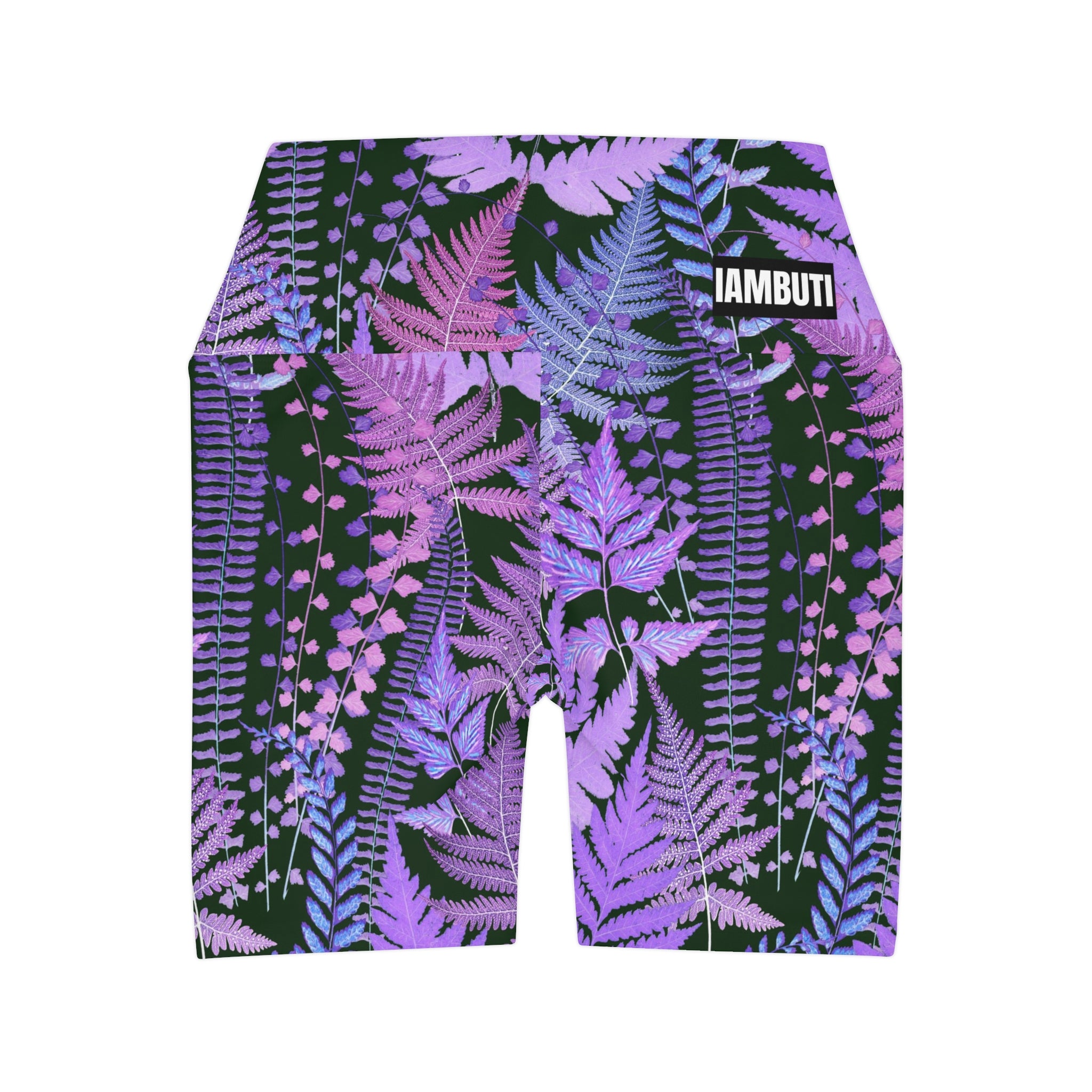 Purple Fern High Waisted Yoga Shorts