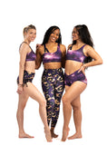 Load image into Gallery viewer, Asym Crossback Bra // Purple Galaxy x Purple Leopard
