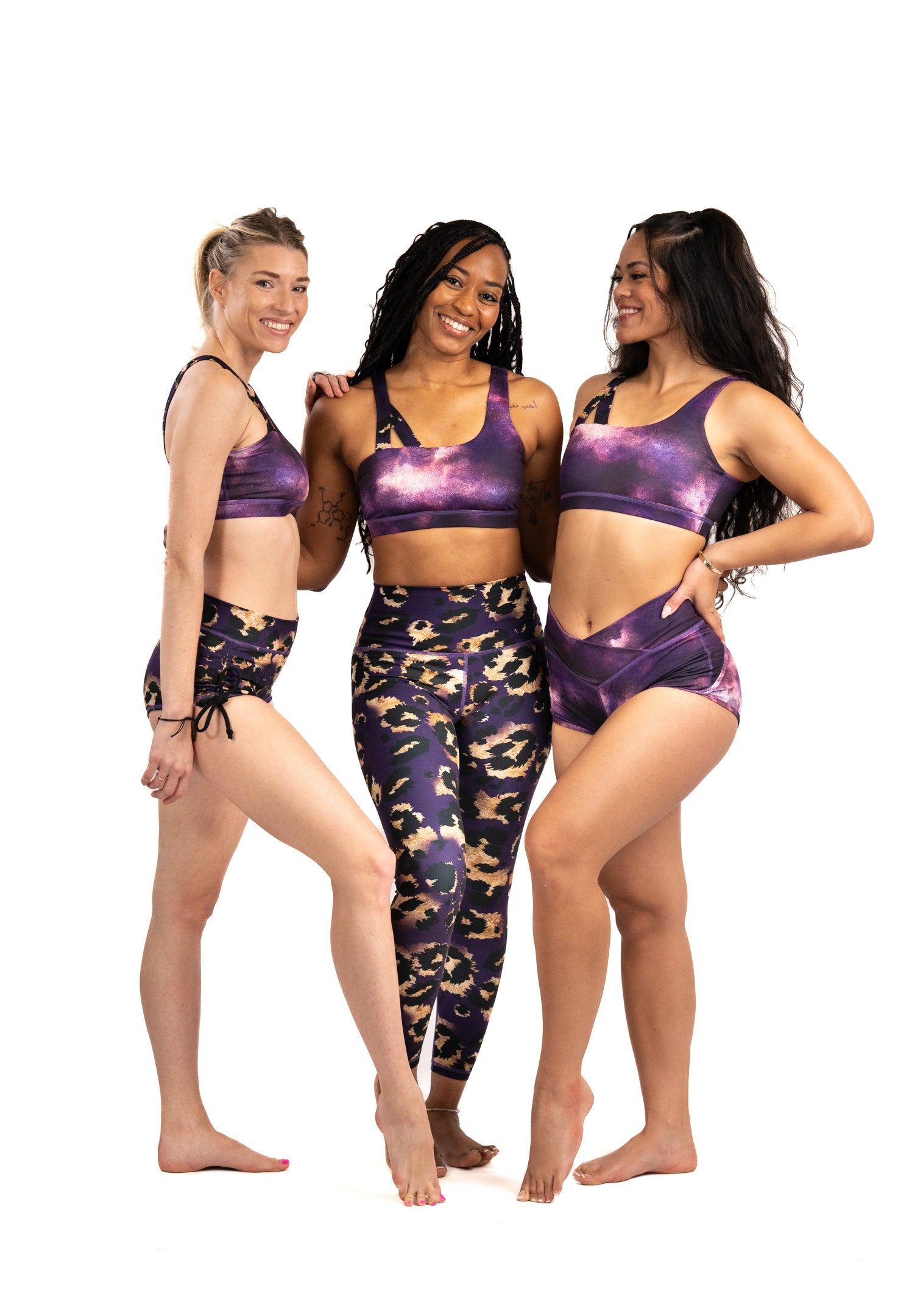 Asym Crossback Bra // Purple Galaxy x Purple Leopard